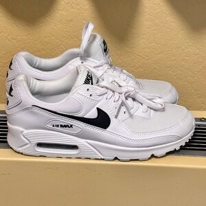 Nike White Sneakers with Black Swoosh - Air Max Style